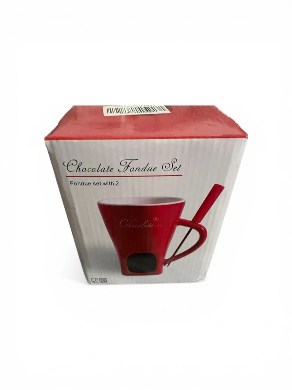 Ceramic Chocolate Fondue Mug Set with Forks & Tealight Holder – NIB